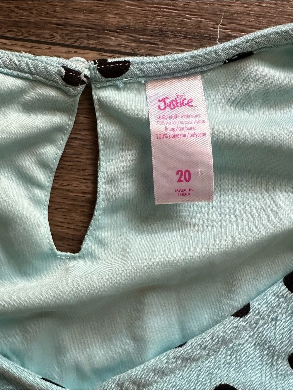 Justice teal and black polkadot retro style maxi dress Sz 20 (18/20) girls